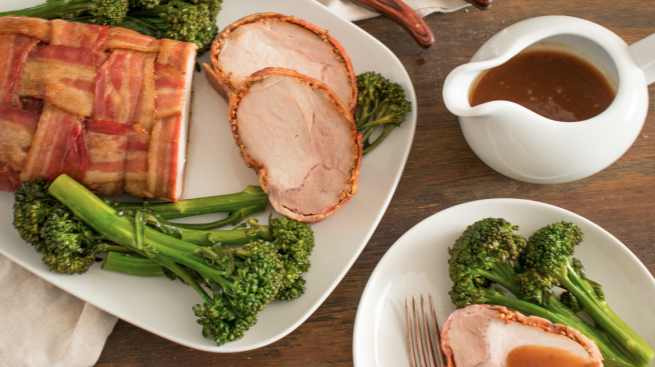Bacon and Fig wrapped Pork Roast