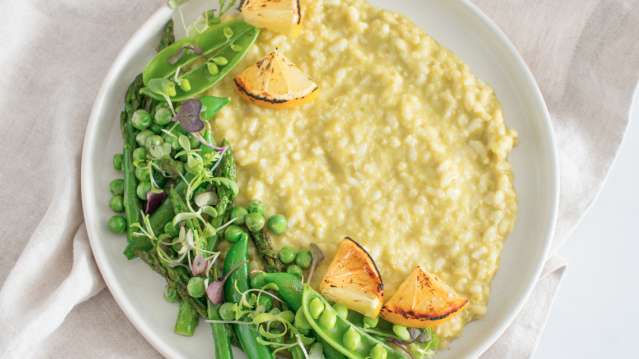 Pea Pesto and Grilled Lemon Risotto