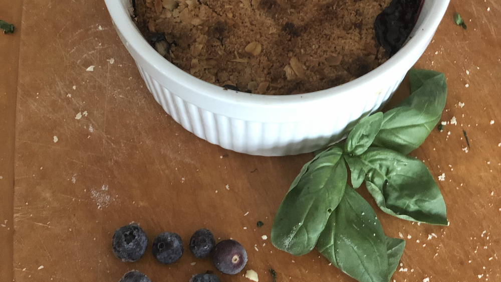 Blueberry Basil and Almond Crumble
