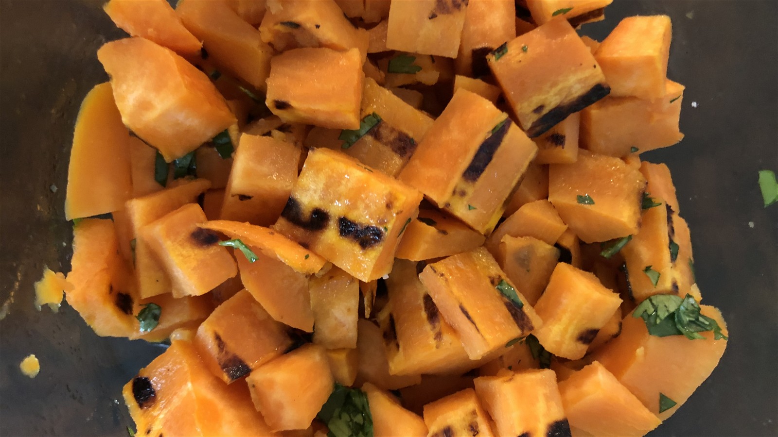 Image of Grilled Sweet Potatoes with Lime and Cilantro Vinaigrette