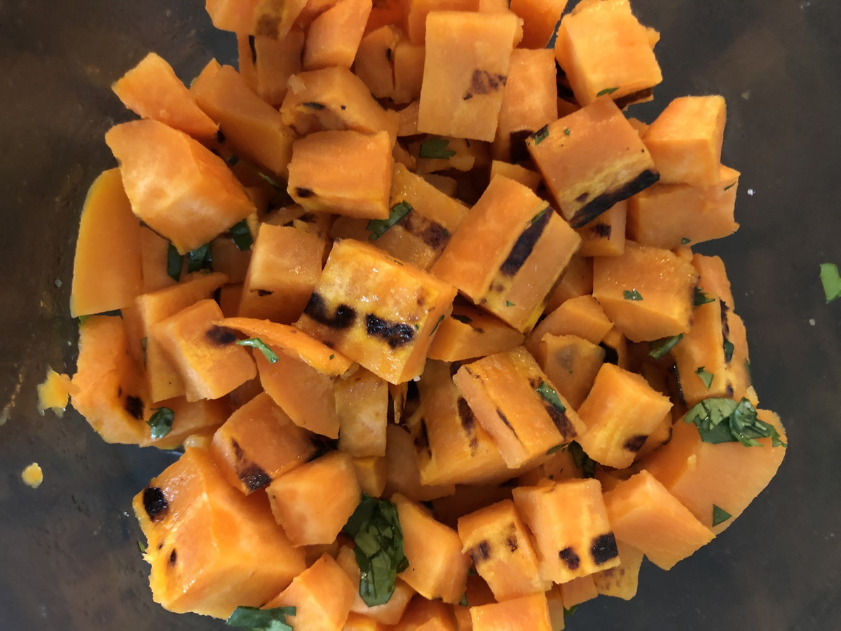 Grilled Sweet Potatoes with Lime and Cilantro Vinaigrette