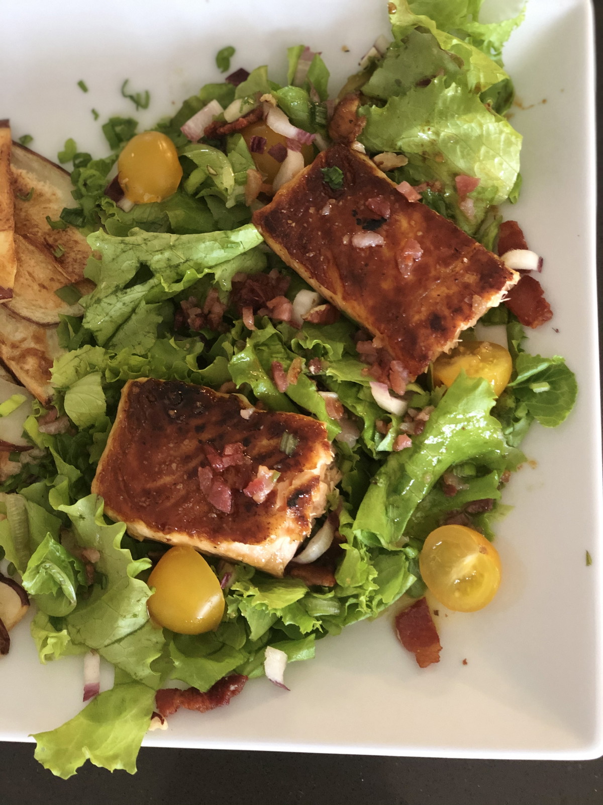 Salmon Salad with Bacon Dressing