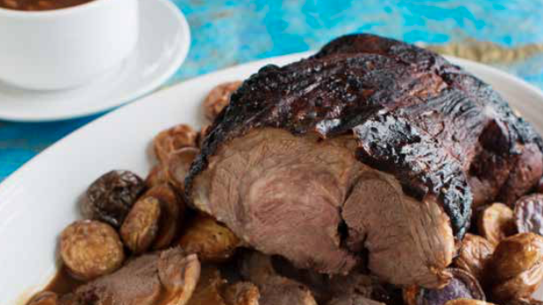 Roast Leg of Lamb with Mushroom Sauce