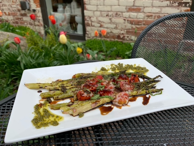 Balsamic Oven Roasted Pesto Asparagus