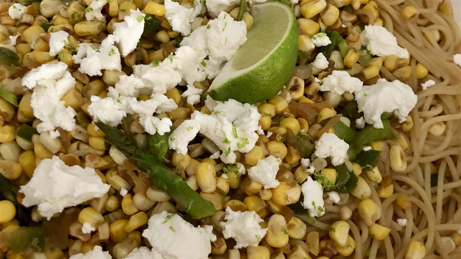 Caramelized Corn & Asparagus Pasta