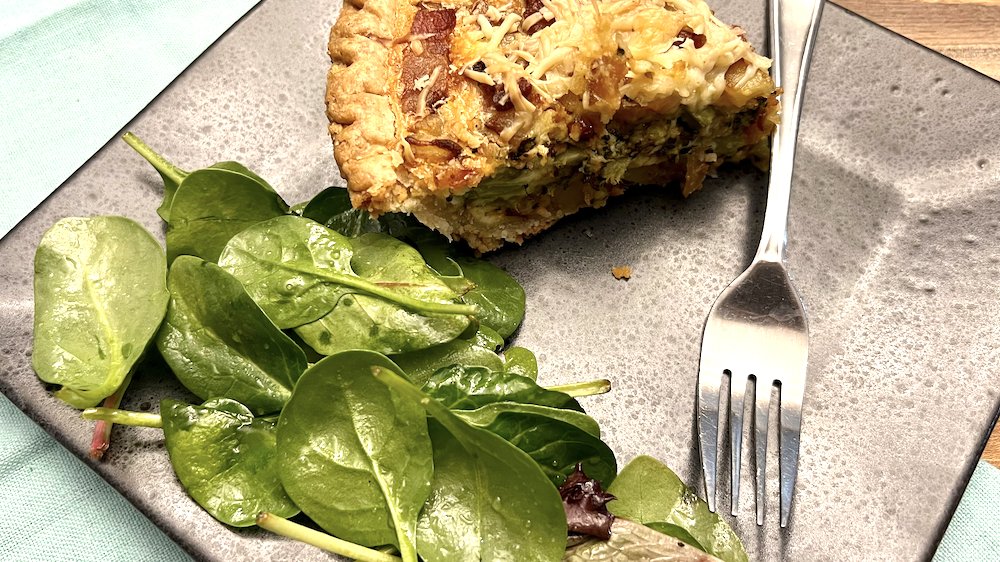Image of Roasted Broccolini and Bacon Quiche