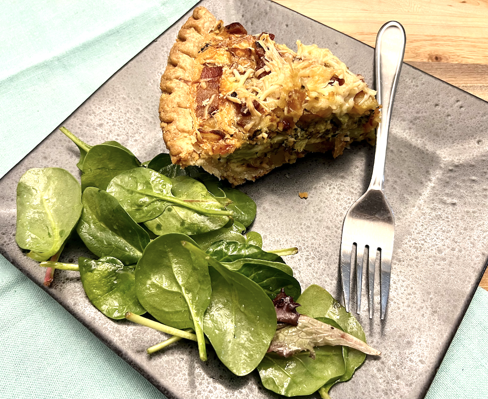 Roasted Broccolini and Bacon Quiche