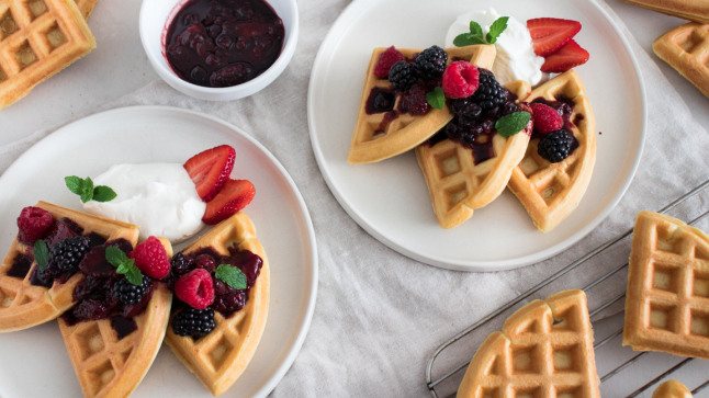 Image of Olive Oil Waffles with Berry Compote