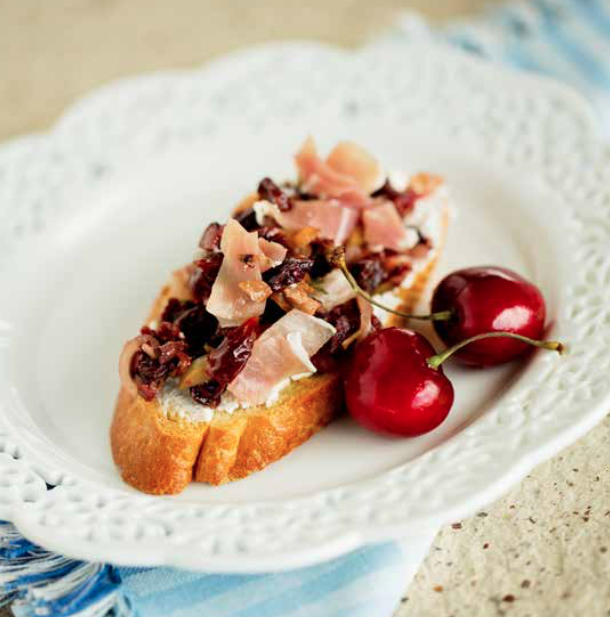 Olive and Cherry Bruschetta