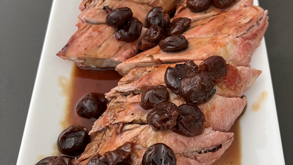 Image of Pork Loin with Dried Cherries and Ginger Sauce