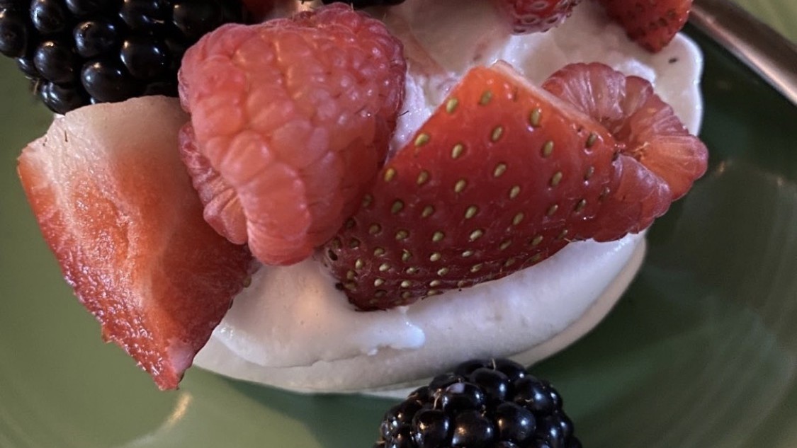Traverse City Cherry Pavlova with Fresh Berries