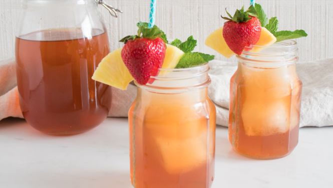 Strawberry Pineapple Shrub Ice Tea