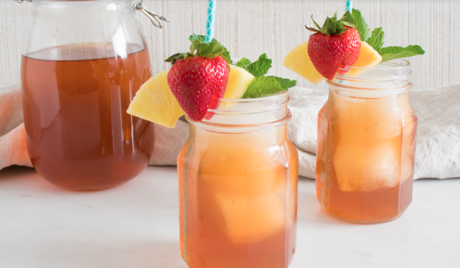Strawberry Pineapple Shrub Ice Tea