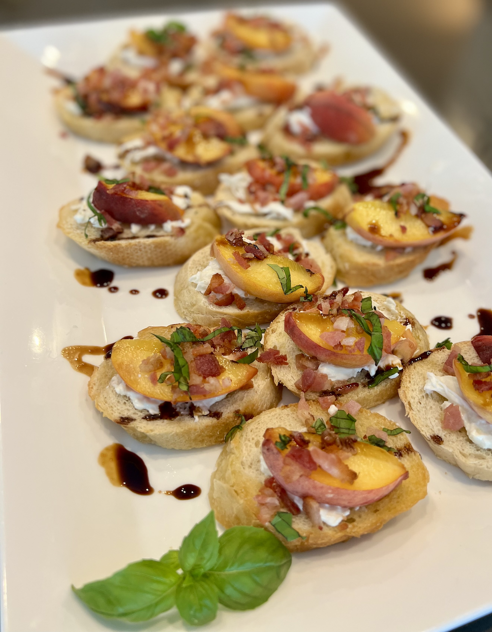 Peach Burrata Crostini