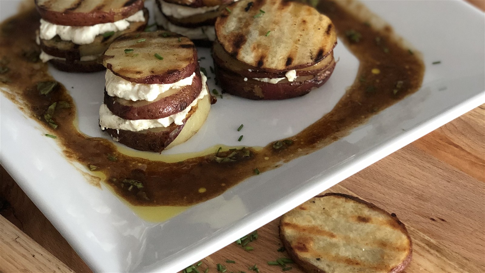 Image of Grilled Potato and Goat Cheese Stack