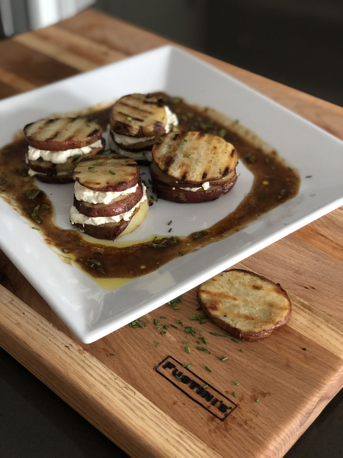 Grilled Potato and Goat Cheese Stack