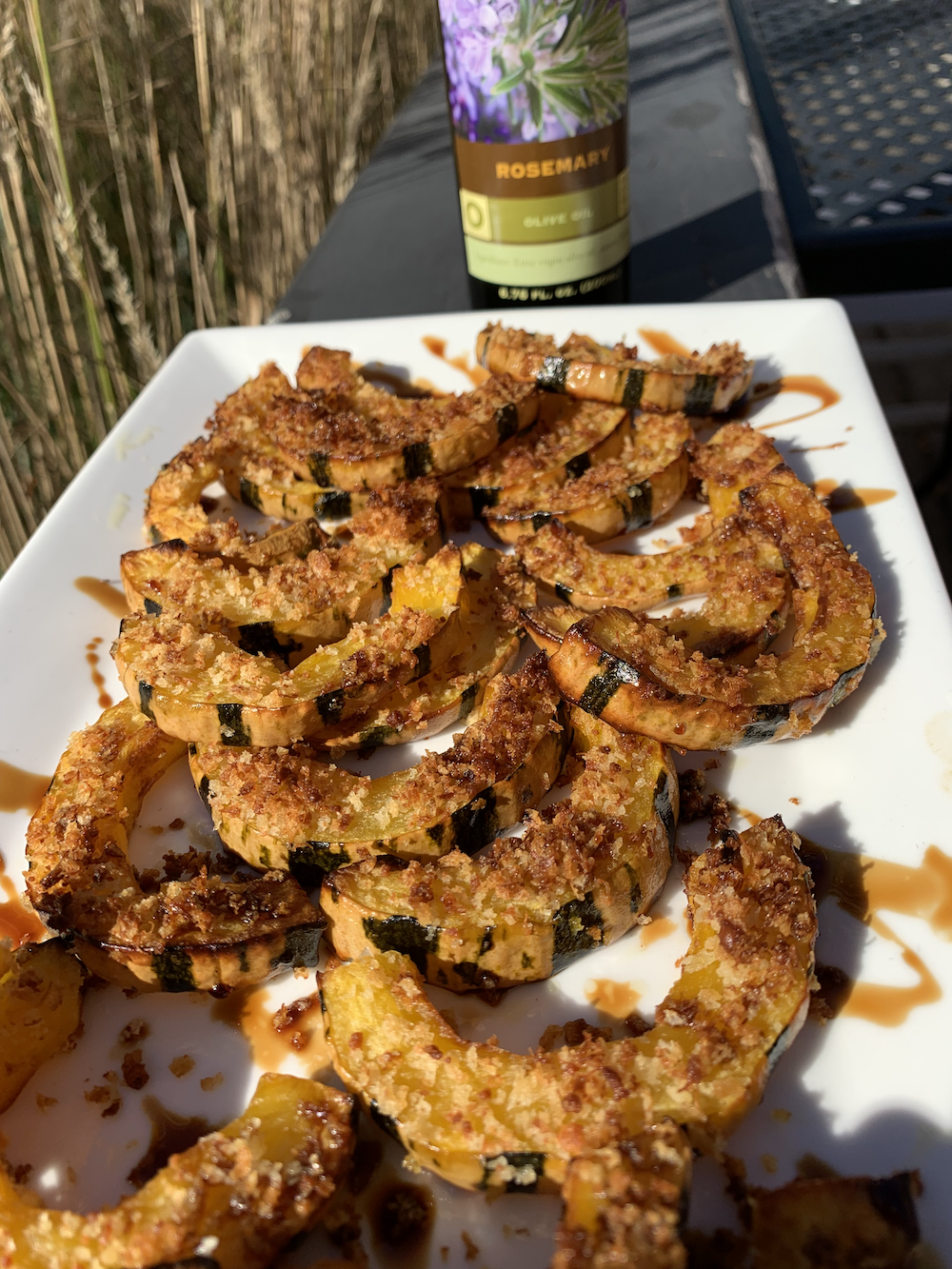 Rosemary Parmesan Crusted Delicata Squash