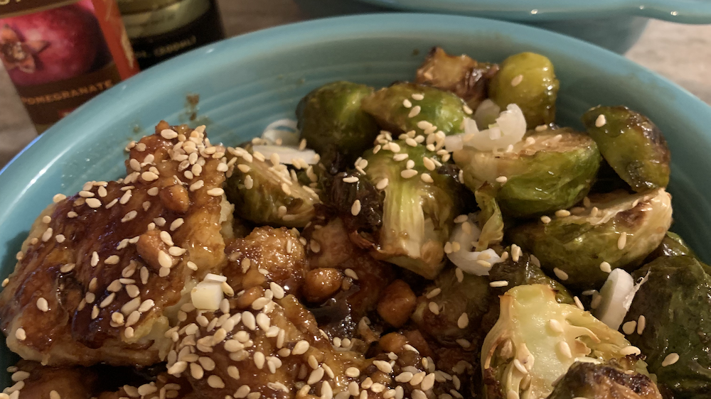 Image of Ginger Sesame Chicken and Crispy Brussels Sprouts