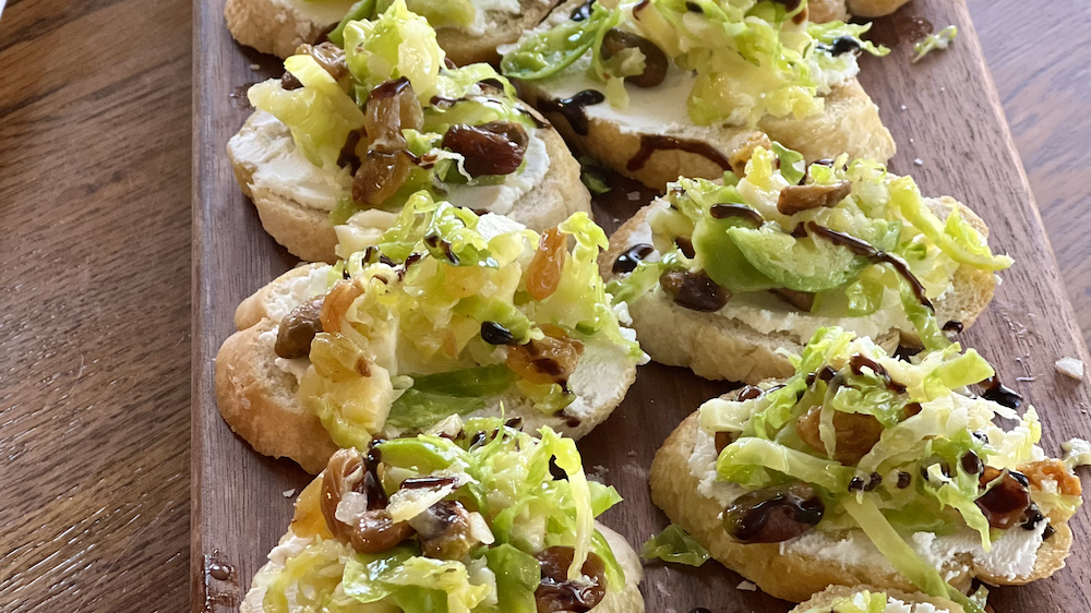 Image of Shredded Brussels Sprouts Ricotta Crostini
