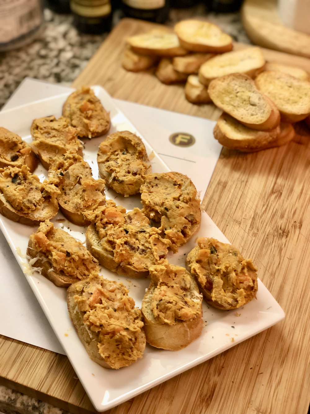 Butternut Squash Spread on Cheese Crostini