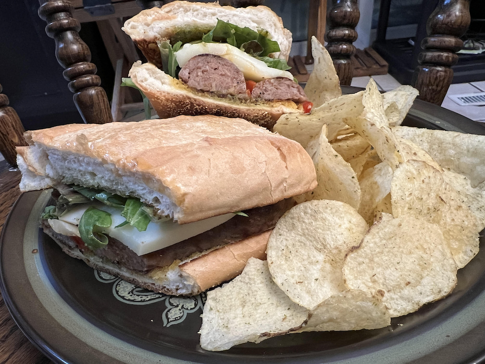 Grilled Pesto Sausage Sandwich