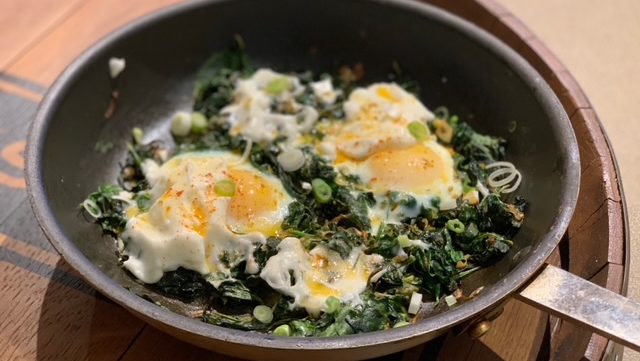 Image of Skillet Baked Eggs with Spinach