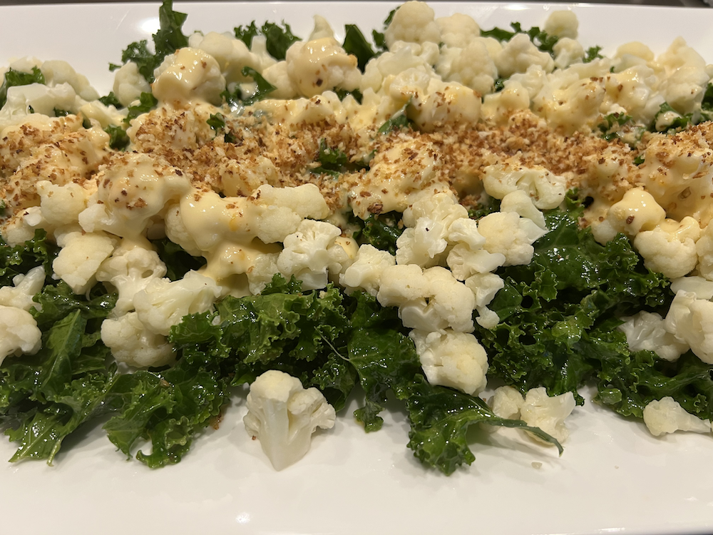 Kale Salad with Cauliflower "Gratin"