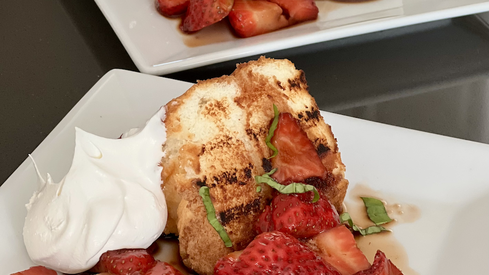 Grilled Angel Food Cake with Balsamic Strawberries