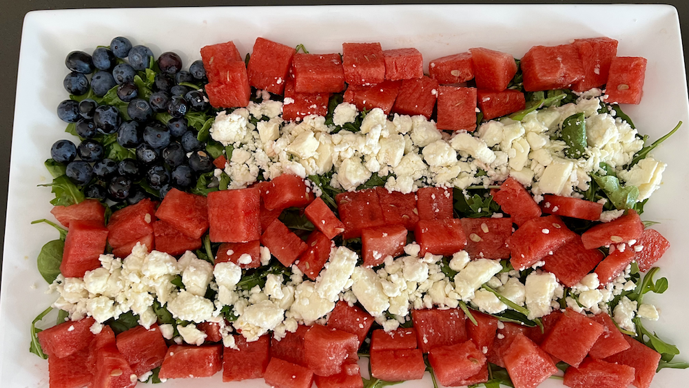Image of Watermelon Feta Flag Salad