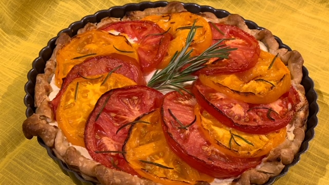 Savory Goat Cheese Tart with Roasted Heirloom Tomatoes