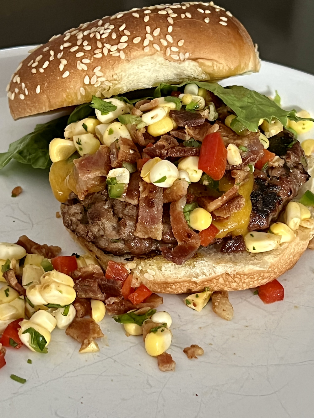 Corn and Bacon Salsa Burger