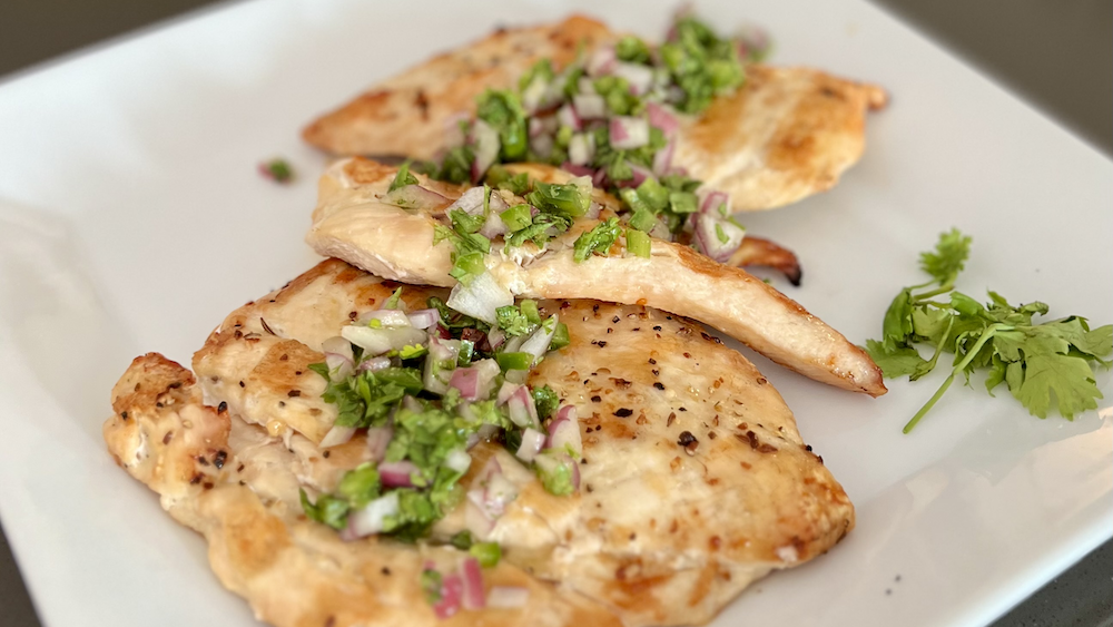 Grilled Chicken with Cilantro Red Onion Salsa