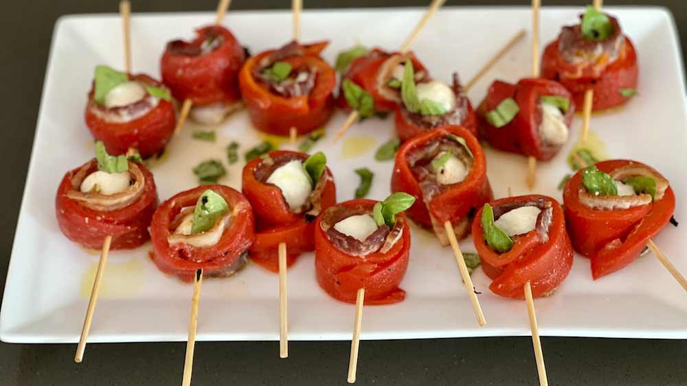 Image of Mozzarella, Pepper and  Bacon Skewers
