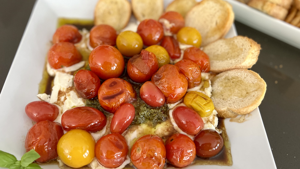 Image of Mozzarella Dip with Burst Tomatoes