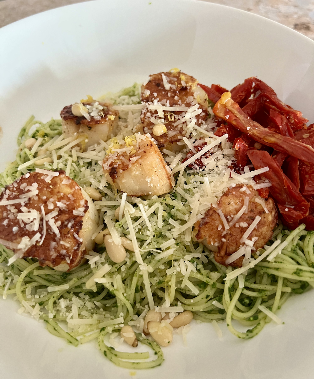 Scallop with Pesto Pasta