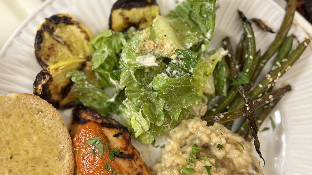 Roasted Red Sauce with Grilled Fish and Summer Squash