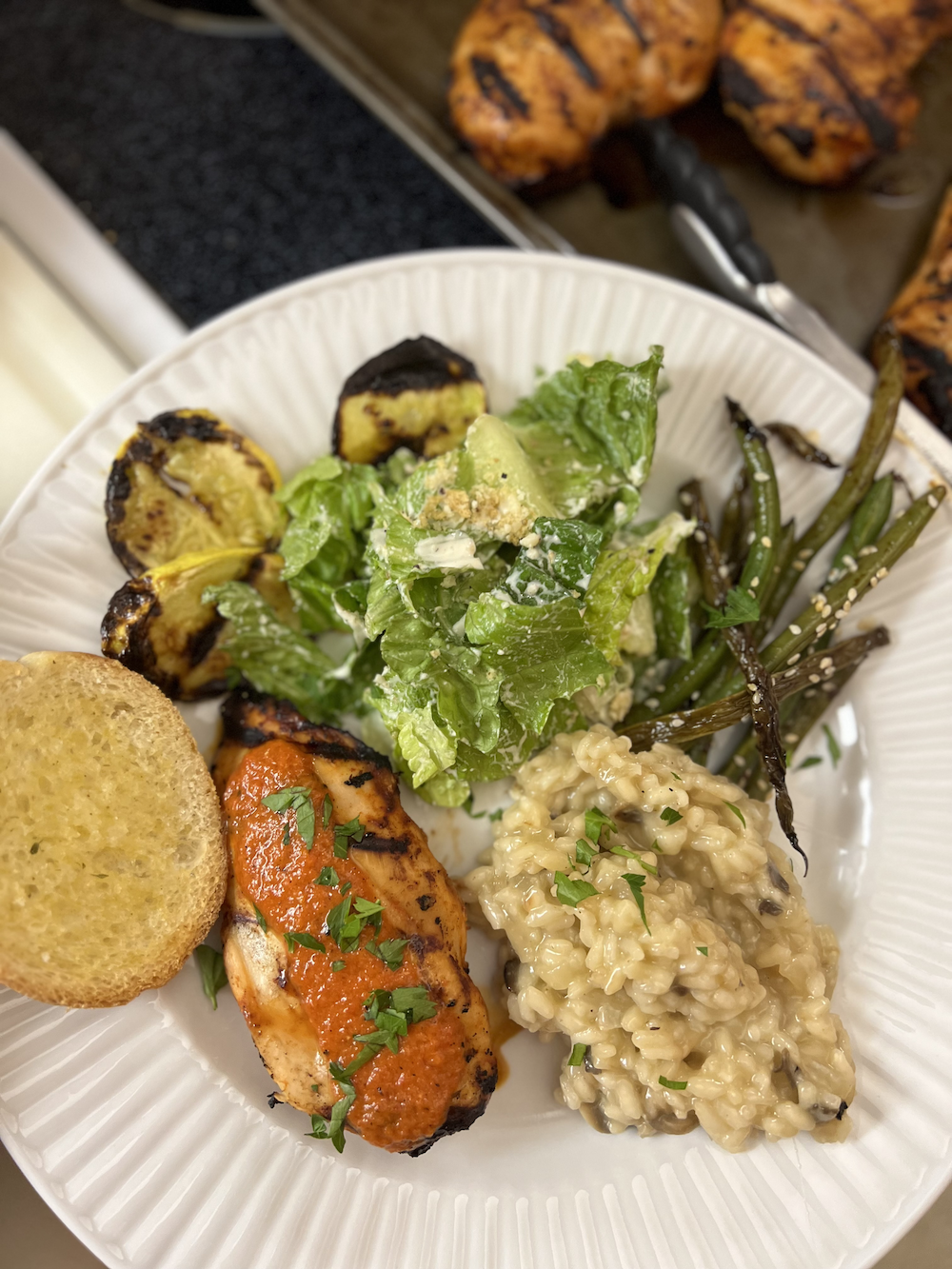 Roasted Red Sauce with Grilled Fish and Summer Squash
