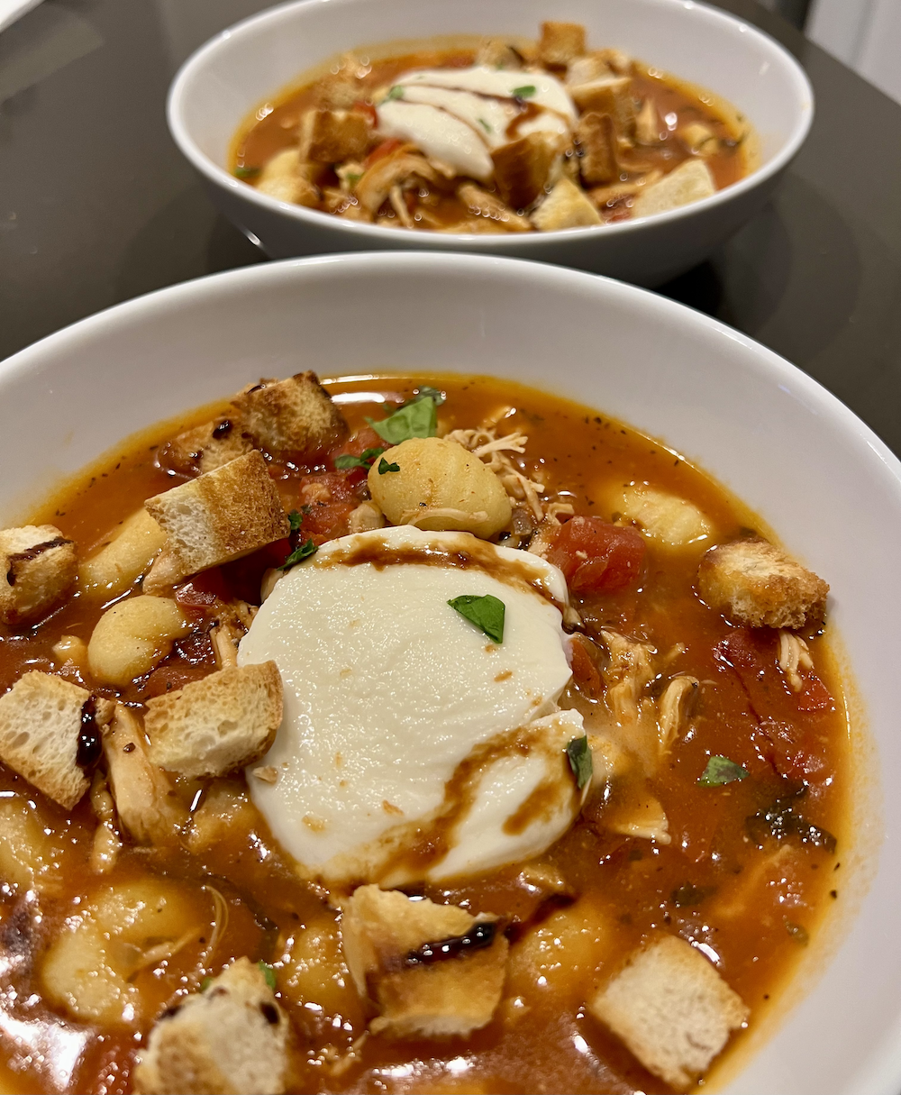 Caprese Chicken Gnocchi Soup