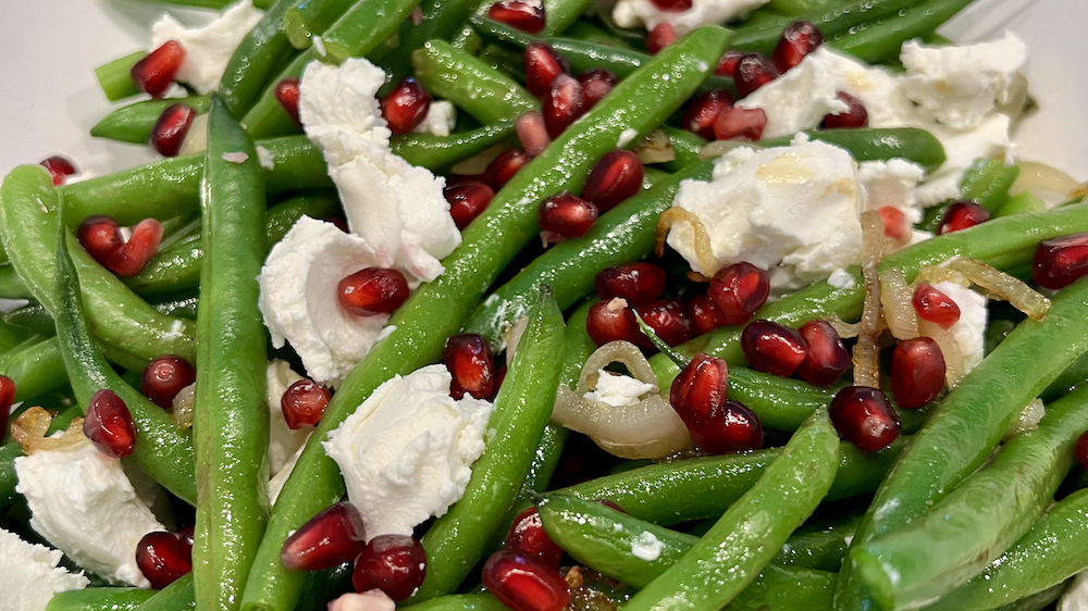 Image of Maple Mustard Green Beans with Goat Cheese