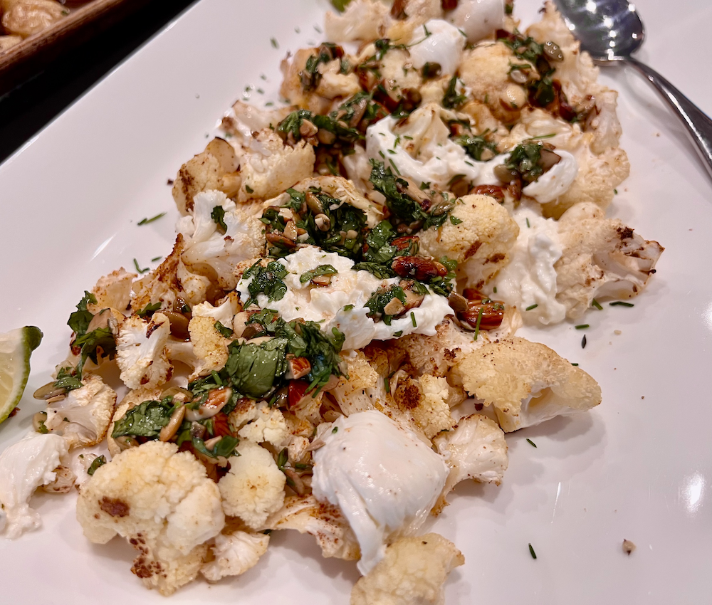 Roasted Blackened Cauliflower with Burrata