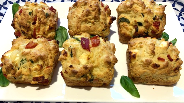 Feta, Red Pepper, Basil Muffins