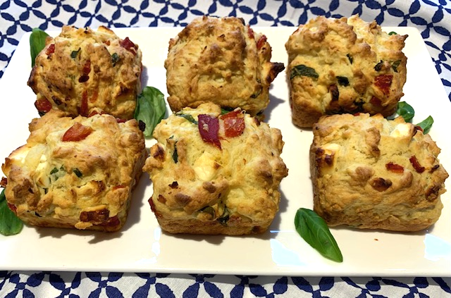 Feta, Red Pepper, Basil Muffins