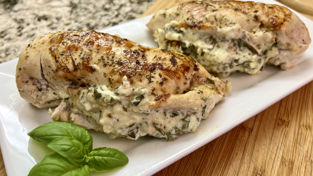 Image of Cheesy Basil Spinach Stuffed Chicken