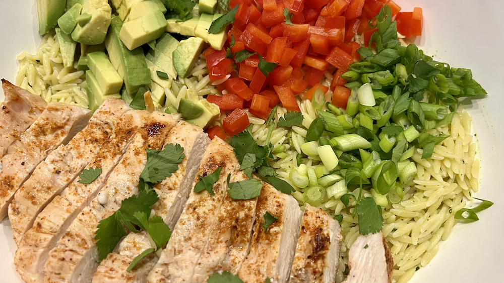 Grilled Chicken, Avocado, Orzo Salad
