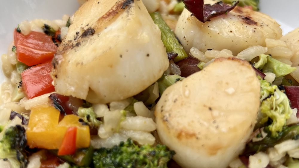 Image of Grilled Scallop and Vegetable Risotto