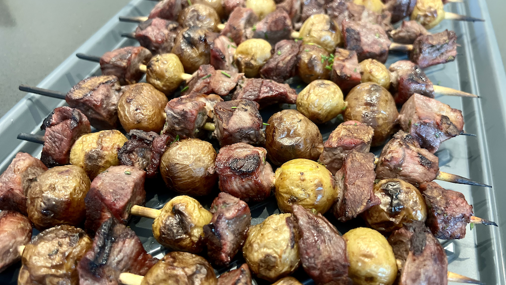 Image of Grilled Steak and Potato Skewers