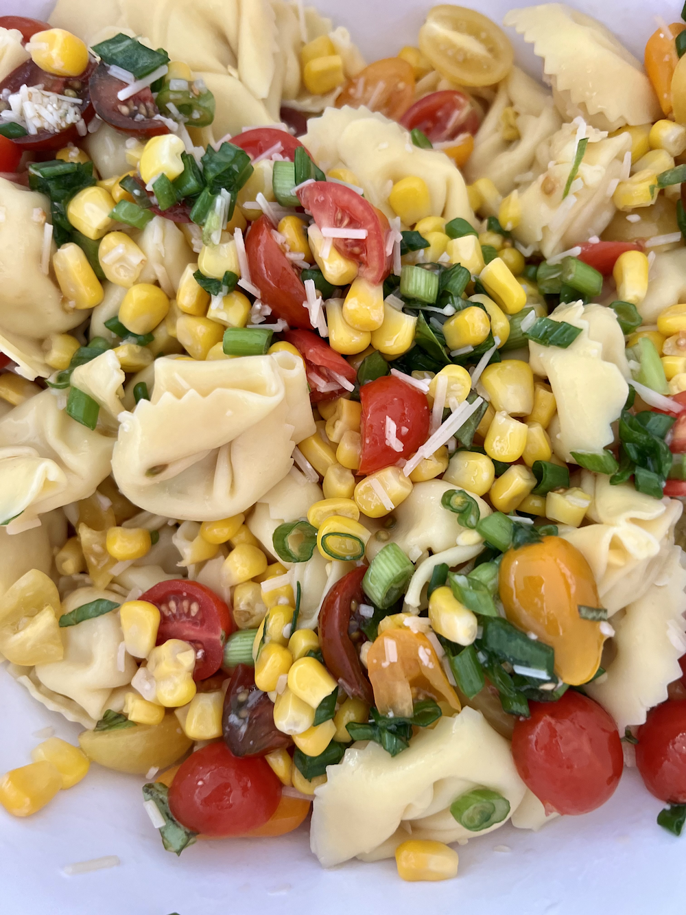 Cheese Tortellini with Tomatoes and Corn