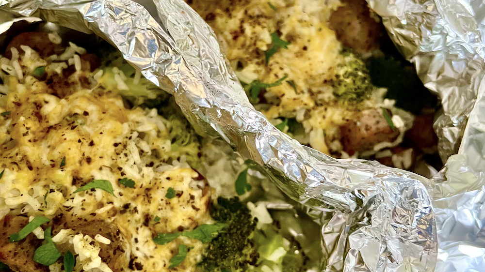 Image of Cheesy Broccoli and Chicken Foil Packet