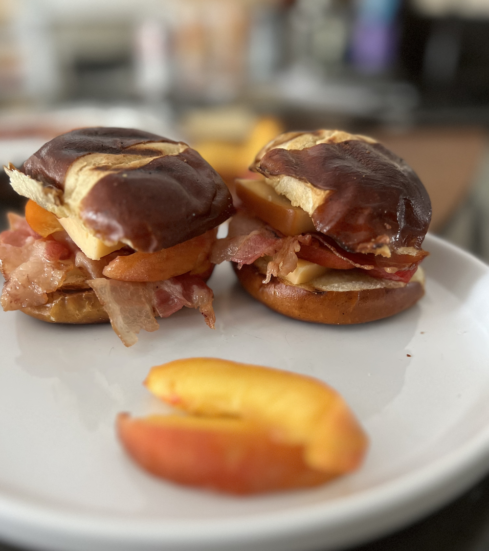 Peach, Bacon and Gouda Sliders