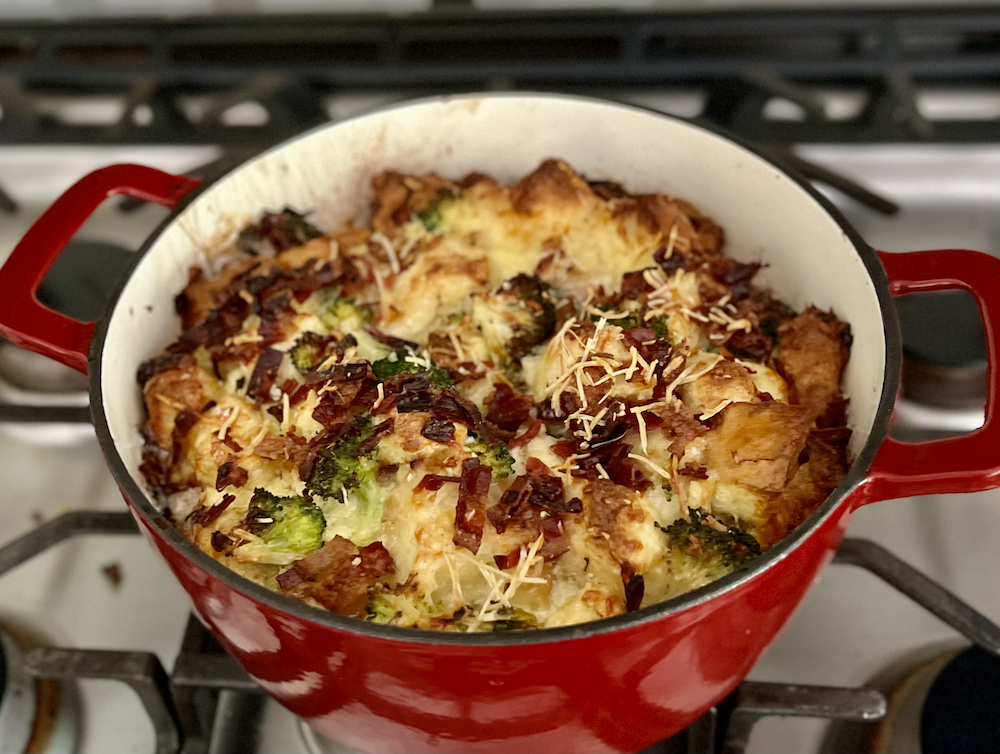 Parmesan Broccoli Bread Pudding